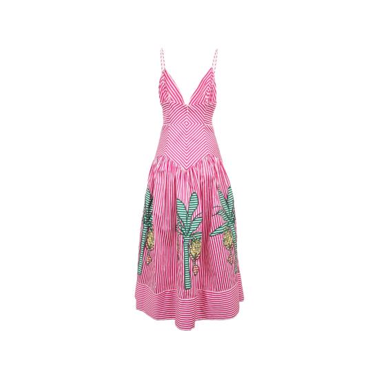 26FW 팜 리오 미디 원피스 355811 L0022 PINK WHITE - FARM RIO