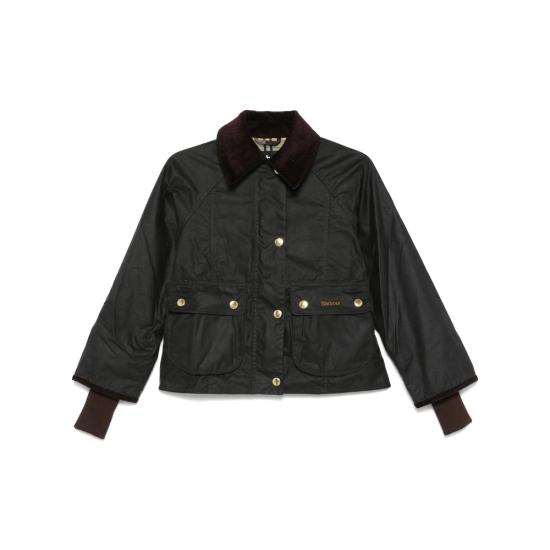 26FW 바버 크롭드 비드넬 왁스 재킷 LWX1403 SG51 GREEN