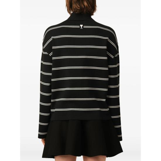 26FW 아미 폴로 티셔츠 UPL459 KN0194 004 BLACK WHITE - AMI