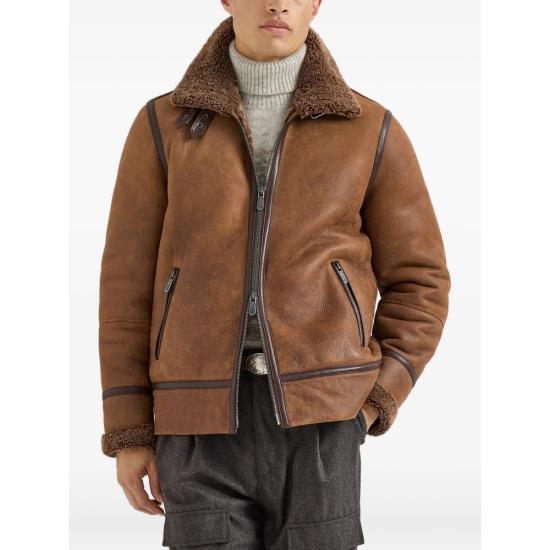 26FW 브루넬로 쿠치넬리 가죽 자켓 MPMTR2093 C4269 BROWN