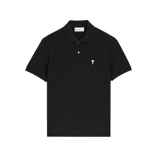 26FW 아미 스몰 하트 로고 폴로 티셔츠 HPL411 760 045 BLACK WHITE