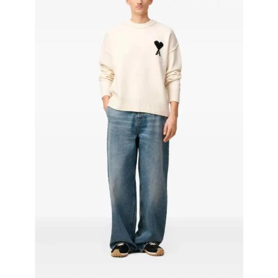 26FW 아미 빅 하트 울 크루넥 스웨터 UKS838 018 151 NEUTRALS - AMI