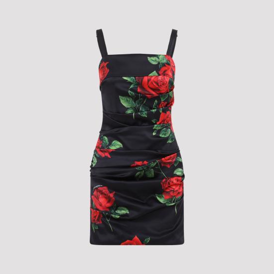 26FW 돌체앤가바나 숏 원피스 F619AT FSA9S HN6EJ ROSE ROSSE NERO - DOLCE & GABBANA