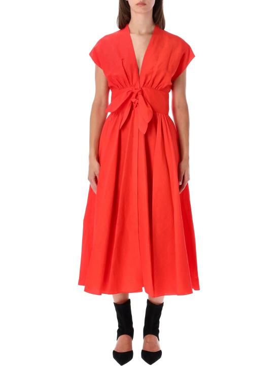 26FW 알라이아 롱 원피스 AA9R3141W191D 384 VERMILION RED