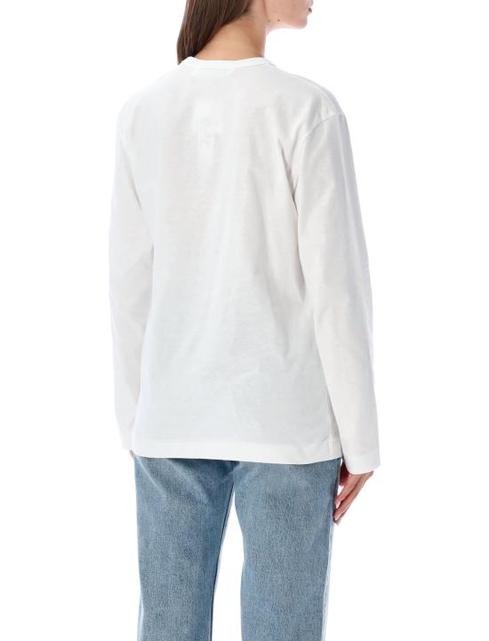 26FW 꼼데가르송 블랙하트 와펜 긴팔 티셔츠 AX T120 051 Bianco - COMME DES GARCONS