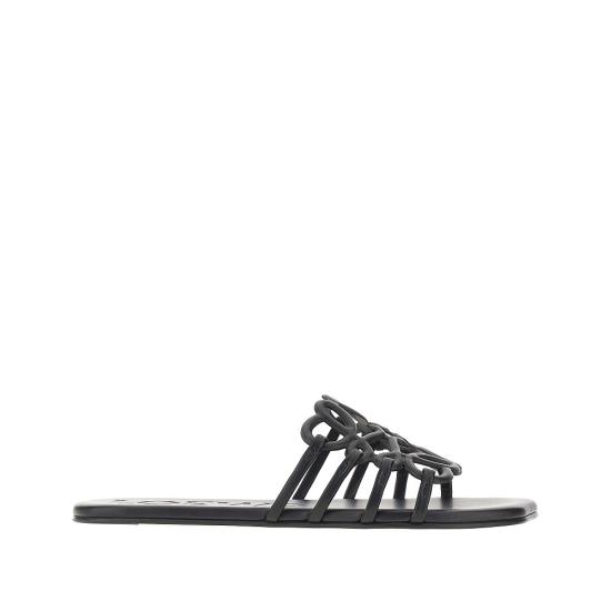 26SS 로에베 페탈 애너그램 소프트 카프스킨 슬라이드 LPEA465X06 Black
