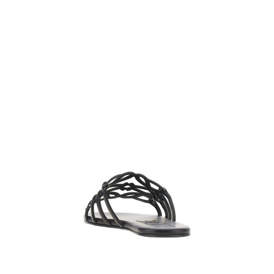 26SS 로에베 페탈 애너그램 소프트 카프스킨 슬라이드 LPEA465X06 Black - LOEWE