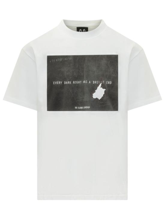 26FW 44레이블 반팔 티셔츠 B0030669FA706 P809 OPTICAL WHITE MOTTO DIRTY