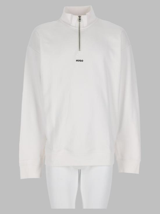 26FW 휴고보스 지퍼넥 로고 코튼 테리 로고 스웨트셔츠 50525881 10249110102 IVORY