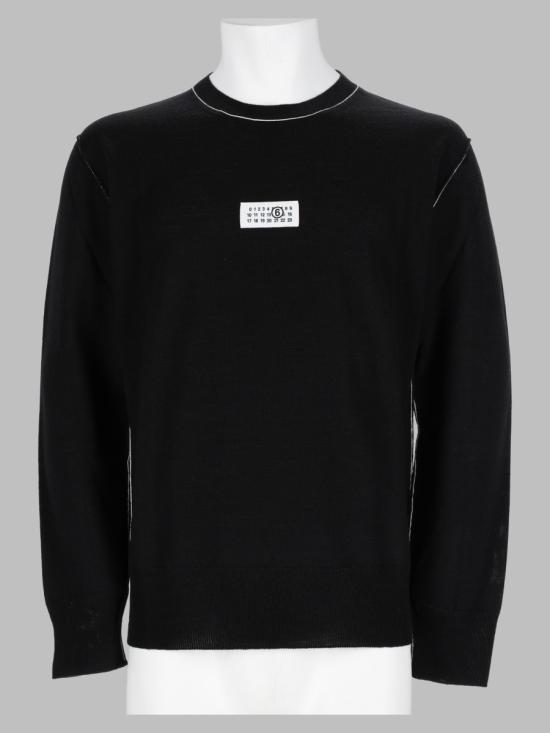 26FW MM6 메종마르지엘라 콘트라스트 스티치 뉴메릭 울 점퍼 SH0HL0017 M13037900 BLACK