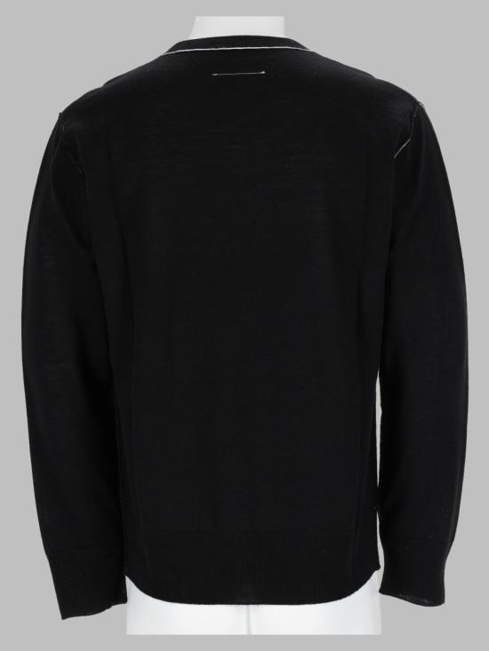 26FW MM6 메종마르지엘라 콘트라스트 스티치 뉴메릭 울 점퍼 SH0HL0017 M13037900 BLACK - MM6 MAISON MARGIELA