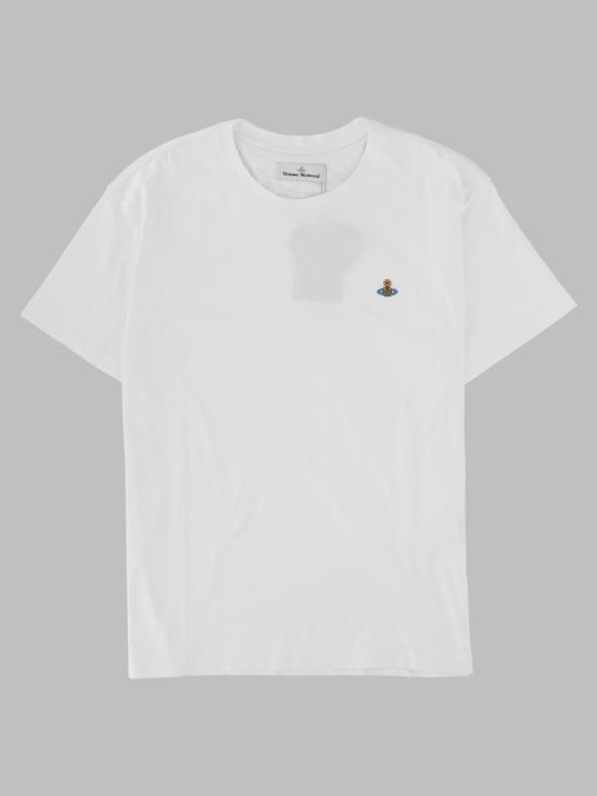 26FW 비비안웨스트우드 가먼트 다이드 로고 저지 반팔 티셔츠 3G010013 J00BLA401 WHITE - VIVIENNE WESTWOOD