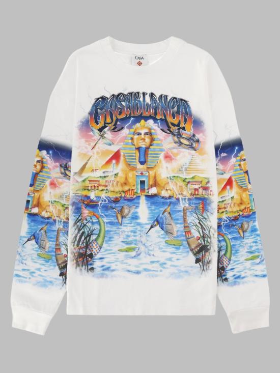 26FW 카사블랑카 긴팔 티셔츠 M PF26 JTS 062 03EGYPTASITWAS WHITE