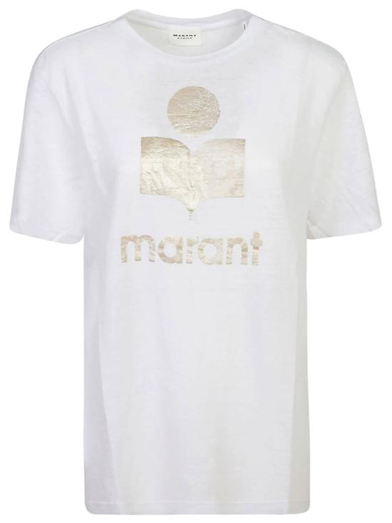 26FW 이자벨마랑에뚜왈 즈웰 로고 티셔츠 즈웰 로고 티셔츠 TS0001FB A1N10E WHLG WHITE LIGHT GOLD