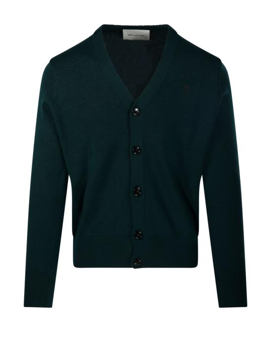 26FW 아미 ADC 울 V넥 가디건 HKC361 001 A258 VERT BOUTEILLE NOIR