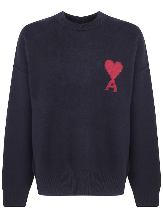 26FW 아미 빅 하트 울 크루넥 스웨터 UKS838 018 099 009 BLACK RED