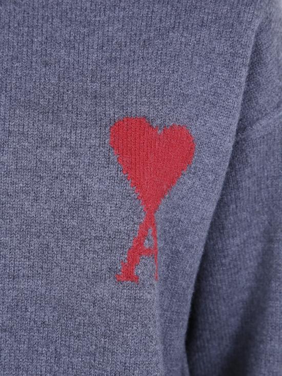 26FW 아미 빅 하트 울 크루넥 스웨터 UKS838 018 099 084 HEATHER GREY RED - AMI
