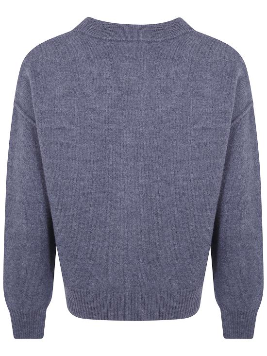 26FW 아미 하트 로고 인타르시아 V넥 가디건 UKC367 018 084 HEATHER GREY RED - AMI