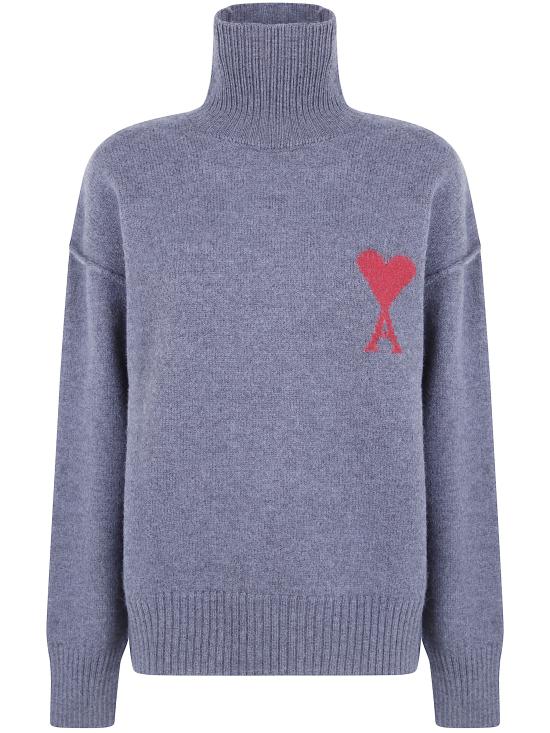 26FW 아미 ADC 터틀넥 스웨터 UKS839 018 084 HEATHER GREY RED