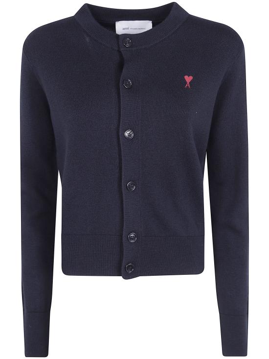 26FW 아미 크루넥 울 가디건 FKC361 001 009 BLACK RED
