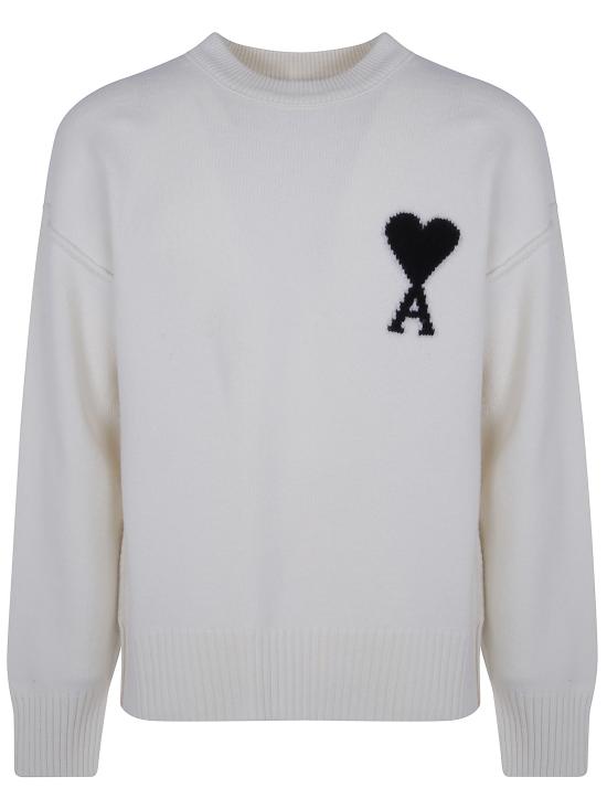 26FW 아미 빅 하트 울 크루넥 스웨터 UKS838 018 099 151 OFF WHITE BLACK