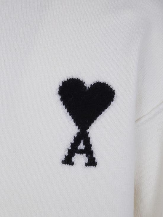 26FW 아미 빅 하트 울 크루넥 스웨터 UKS838 018 099 151 OFF WHITE BLACK - AMI