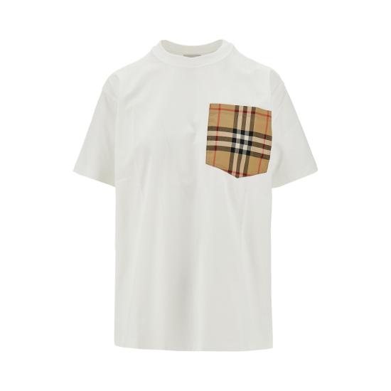 26FW 버버리 체크 포켓 티셔츠 8103971 White