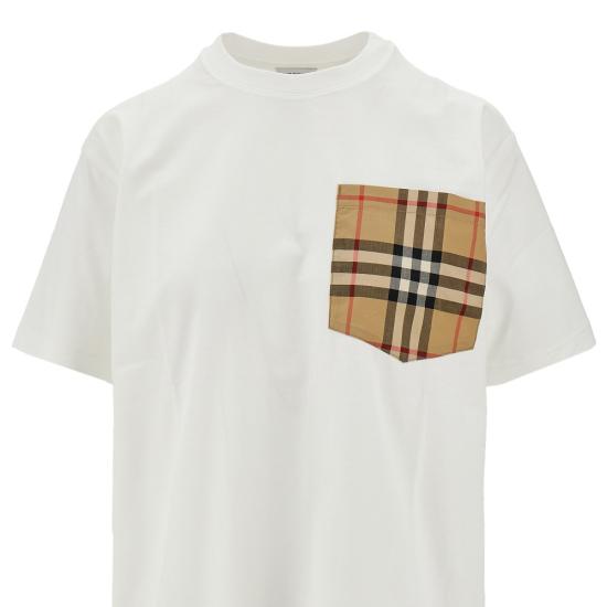 26FW 버버리 체크 포켓 티셔츠 8103971 White - BURBERRY