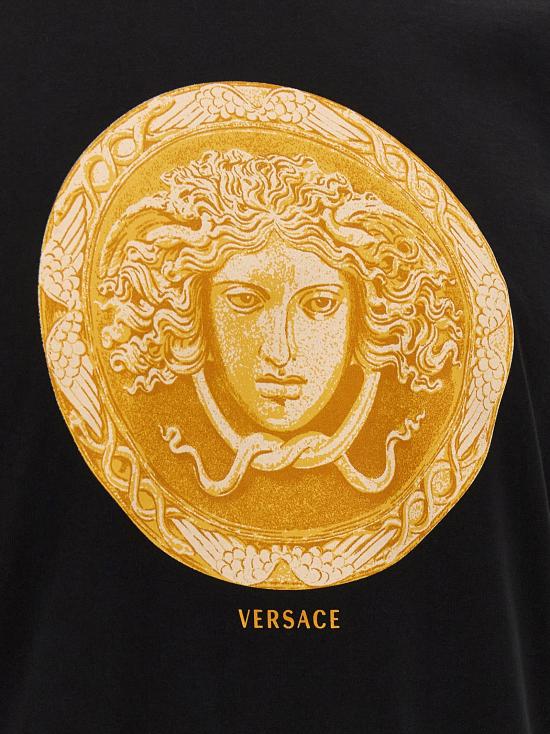 26FW 베르사체 반팔 티셔츠 메두사 코인 티셔츠 블랙 - VERSACE