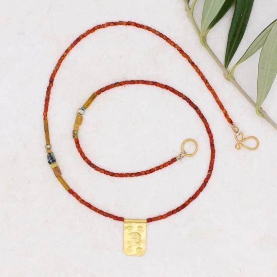  River Song 목걸이/팬던트 리버송 앤티크 레드 아게이트 직사각형 부적 목걸이 - OTHER BRANDS