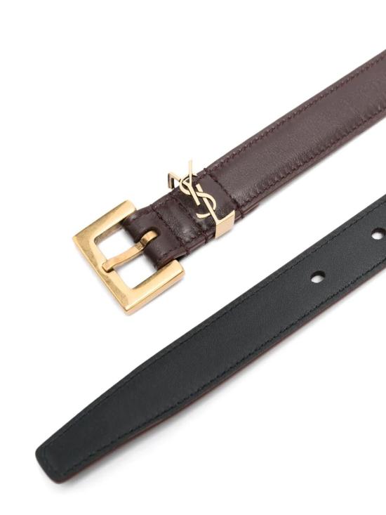 26FW 생로랑 카산드라 씬 스퀘어 버클 벨트 554465 BOO0W 6892 RED TAN - SAINT LAURENT