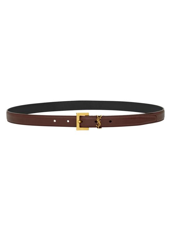 26FW 생로랑 카산드라 씬 스퀘어 버클 벨트 554465 BOO0W 6892 RED TAN