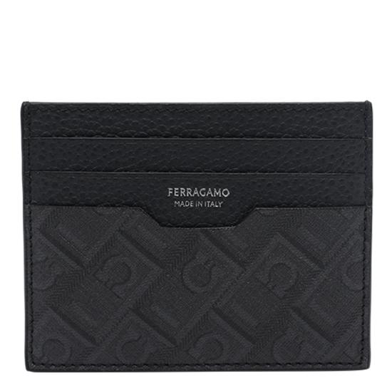 26FW 살바토레 페라가모 간치니 엠보스드 카드 홀더 780321 661583NERO GRIGIO Black