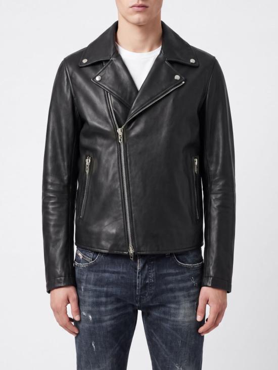 26FW 디젤 L-EO-WRD 가죽 자켓 A204620CECH 9XX Black