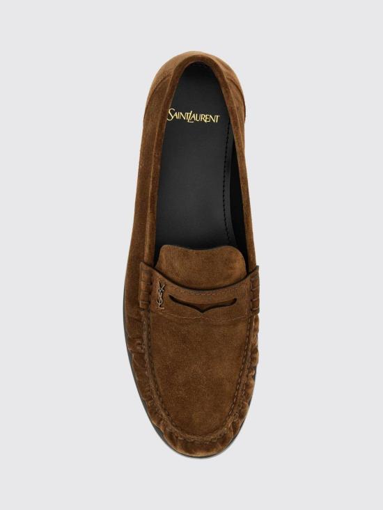 26FW 생로랑 스웨이드 페니로퍼 8211732OYAA 2732 Brown - SAINT LAURENT