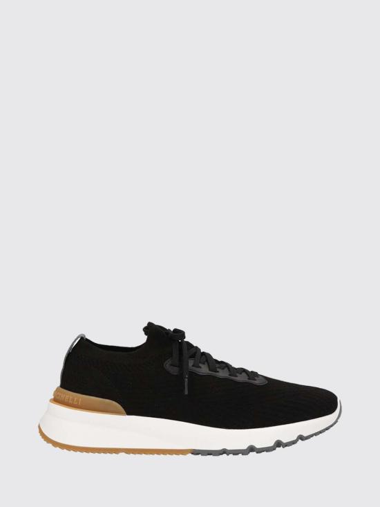 26FW 브루넬로 쿠치넬리 코튼 니트 세미 폴리쉬드 카프스킨 러너 MZUPMBO252 CIK10 Black