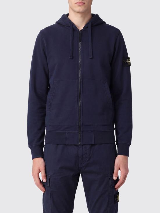 26FW 스톤 아일랜드 오가닉 코튼 플리스 레귤러 핏 후드 집업 6100061S0051 V0020 Navy