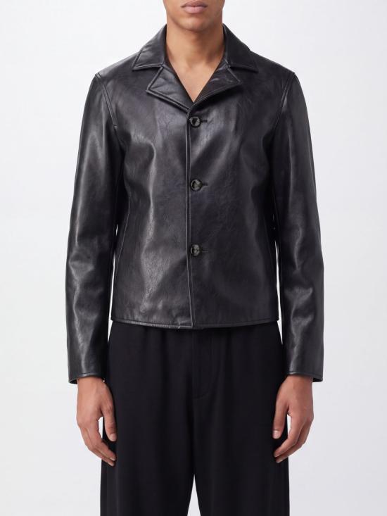 26FW MM6 메종마르지엘라 가죽 자켓 SH0AM0102M35455 900 Black