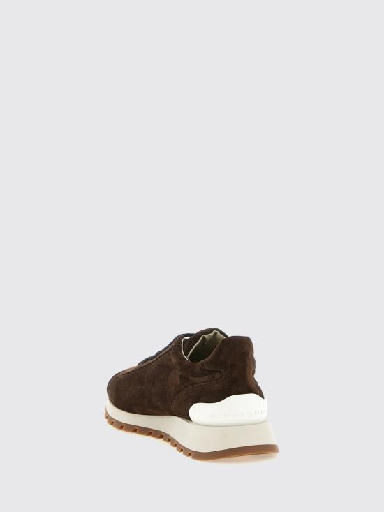 26FW 브루넬로 쿠치넬리 샤이니 탭 디테일 스웨이드 러닝 스니커즈 MZSFG2110P C9885 Brown - BRUNELLO CUCINELLI