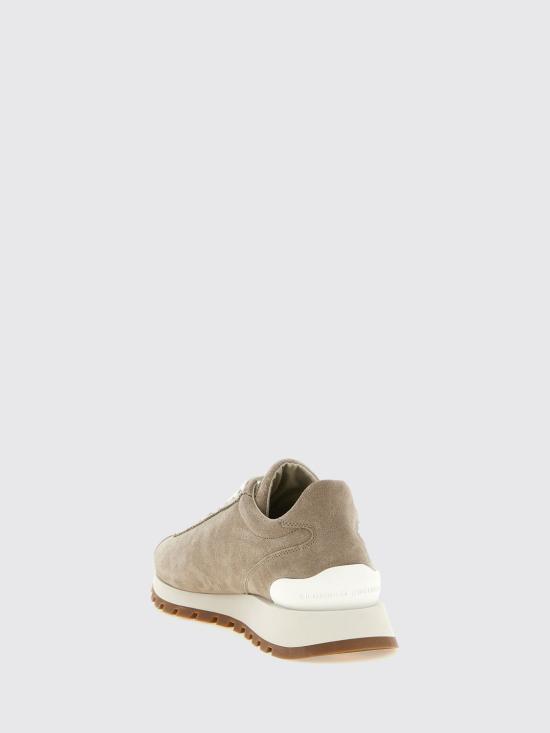 26FW 브루넬로 쿠치넬리 샤이니 탭 디테일 스웨이드 러닝 스니커즈 MZSFG2110P C5859 Beige - BRUNELLO CUCINELLI
