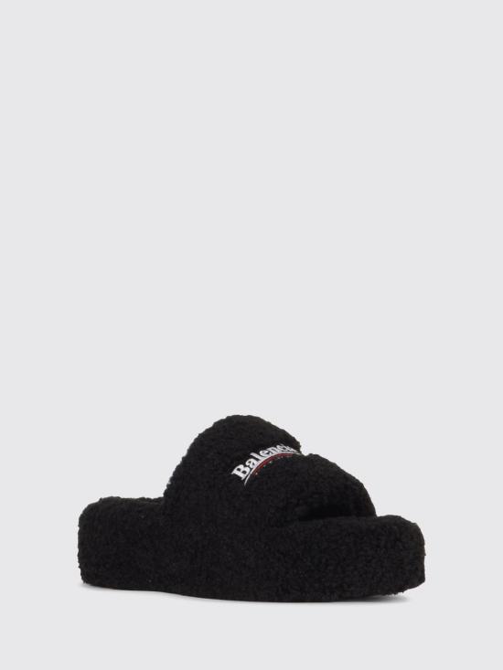26FW 발렌시아가 퍼리 플랫폼 슬라이더 762826W14C2 1096 Black - BALENCIAGA