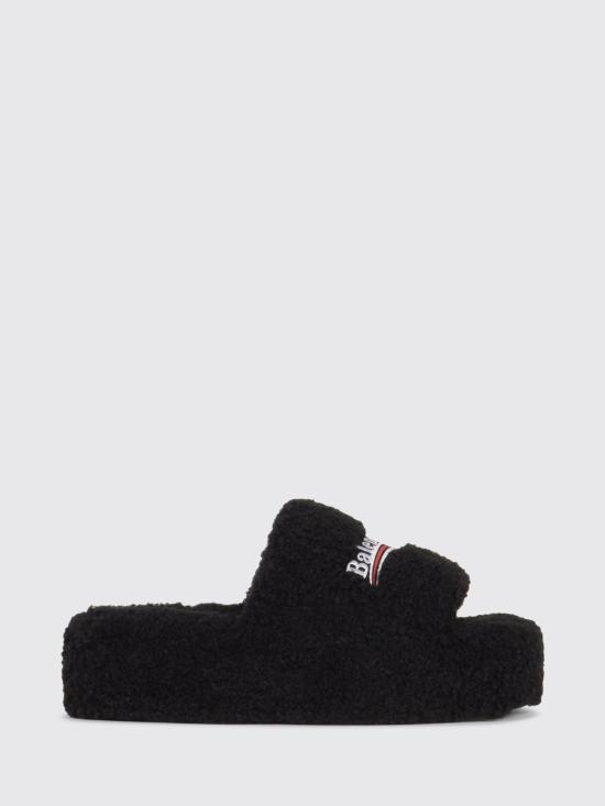 26FW 발렌시아가 퍼리 플랫폼 슬라이더 762826W14C2 1096 Black