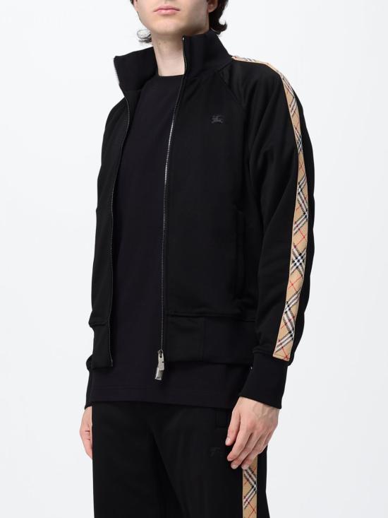 26FW 버버리 체크 트림 코튼 블렌드 트랙 자켓 8110563 Black - BURBERRY