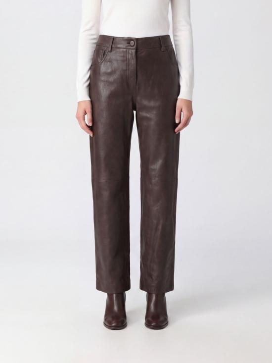 26FW 마그다뷰트림 가죽 팬츠 287726 Brown