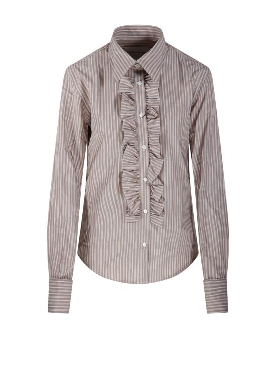 26SS 아미 코튼 롱 슬리브 러플 어드저스티드 셔츠 캐시미어 FSH821 CO0219 A040 BEIGE TAUPE WHITE DOM