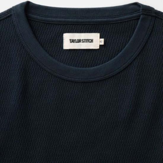  테일러 스티치 스웨터 오가닉 코튼 와플 크루넥 다크 네이비 - TAYLOR STITCH