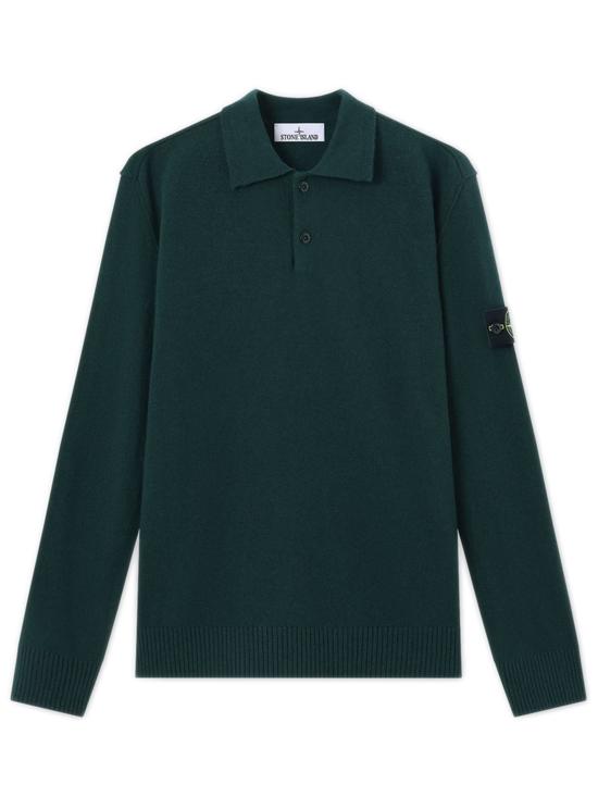 26FW 스톤 아일랜드 라이트 RWS 질롱 울 버튼 플래킷 루즈 핏 폴로 칼라 스웨터 L2S155100018S00B4 V005S VERDE