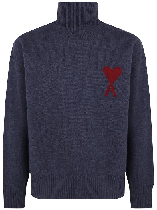 26FW 아미 ADC 터틀넥 스웨터 UKS839 018 099 084 HEATHER GREY RED