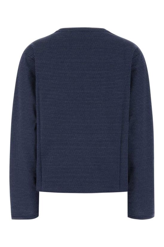 26SS 미우미우 투톤 저지 자카드 티셔츠 MJLA47SOOO19J4 F0X32 NAVY - MIU MIU