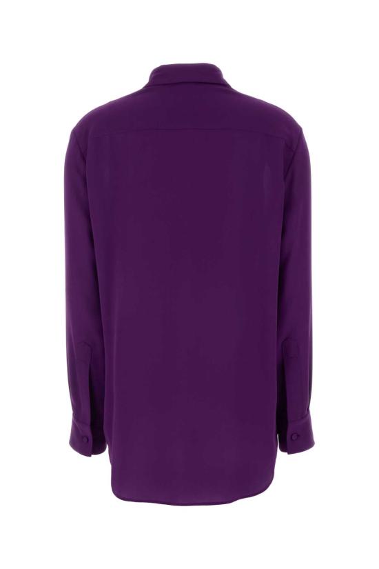 26SS 발렌시아가 실크 타이 넥 셔츠 872329TUN13 5210 PURPLE - BALENCIAGA